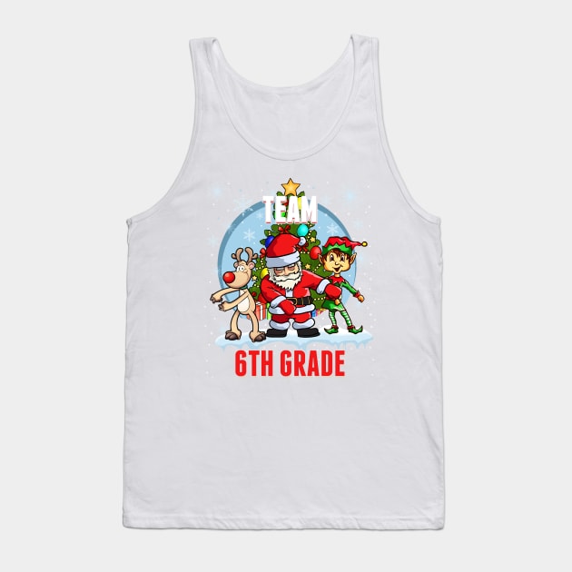 Team 6TH GRADE Santa Elf Reindeer Flossing Kids Christmas Tank Top by johnbbmerch